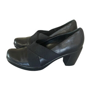 DANSKO Tori Women Size 42/US 11.5 Black Nappa Leather Slip-On Chunky Heel Pumps